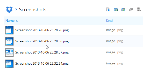 screenshot folder Dropbox