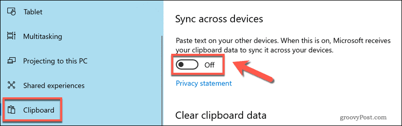 Aktifkan sinkronisasi papan klip cloud di Windows 10