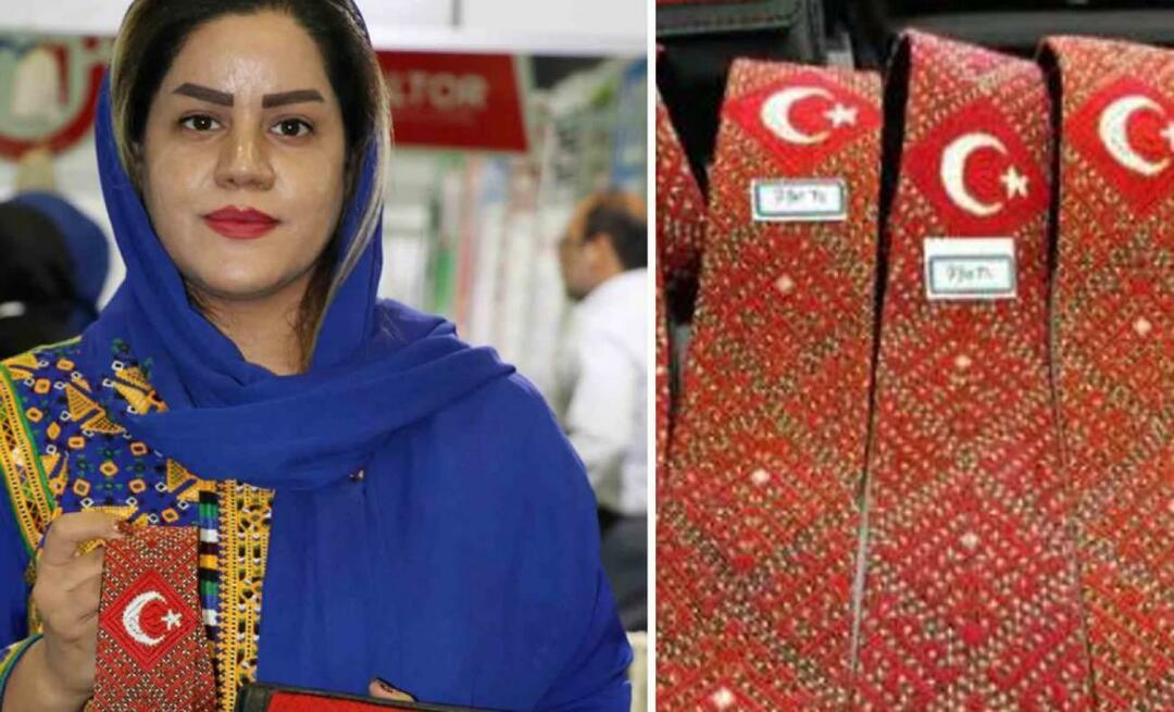 Cinta Türkiye dari wanita Iran! Ia menunjukkan kecintaannya pada bulan sabit dan bintang dengan dasi dan dompet yang disulamnya
