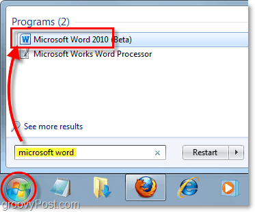 meluncurkan microsoft word 2010 di windows 7