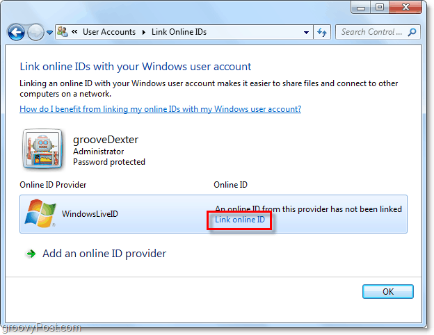 menghubungkan windows live id ke akun windows 7