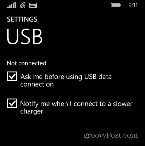 Pengaturan Windows Phone USB
