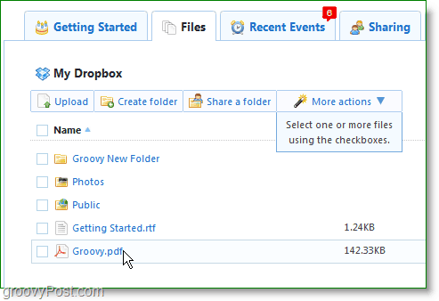 Tangkapan layar Dropbox - kelola akun dropbox Anda secara online