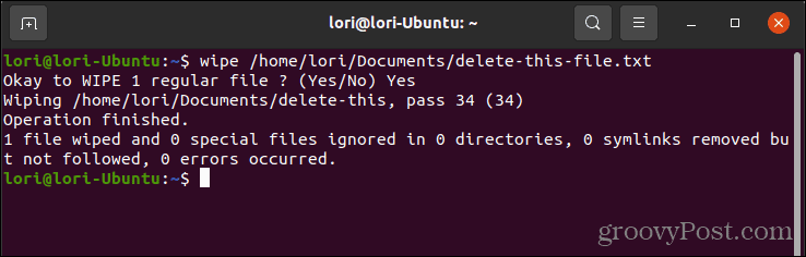Hapus file dengan aman menggunakan wipe di Linux