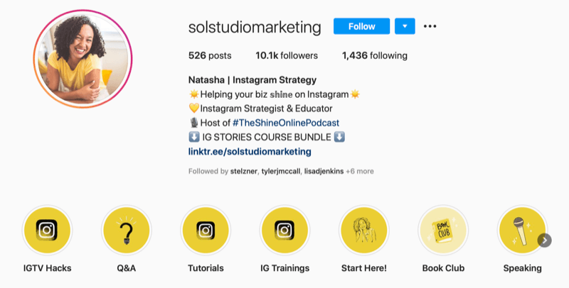 tangkapan layar bio akun Instagram Sol Studio Marketing