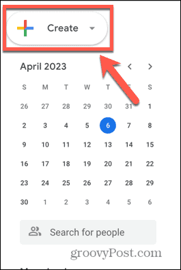 Kalender Google membuat tangkapan layar tombol