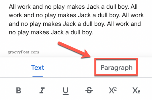 Memformat teks dengan paragraf di Google Documents