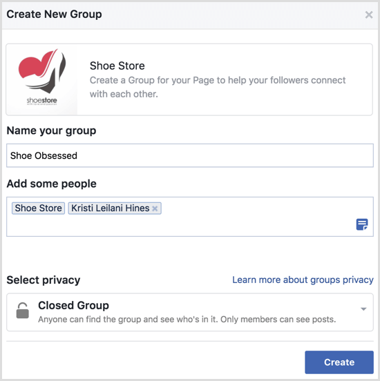 Facebook membuat grup dengan halaman