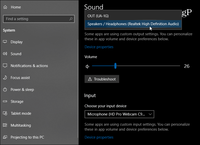 Pengaturan Suara Baru Windows 10