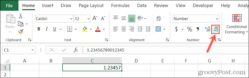 Kurangi Tombol Desimal di Excel