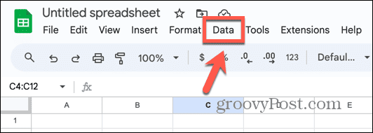 menu data google sheet