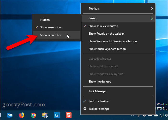 Tampilkan pengaturan kotak pencarian Taskbar di Windows 10