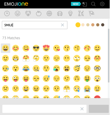 Klik ikon unicorn untuk membuka perpustakaan emoji EmojiOne.