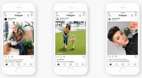  Instagram meluncurkan iklan konten bermerek ke semua pengiklan, memungkinkan merek untuk membuat iklan menggunakan posting organik dari influencer yang memiliki hubungan dengan mereka.