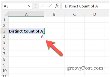 Menggunakan tabel pivot untuk menghitung jumlah nilai unik dalam kumpulan data Excel