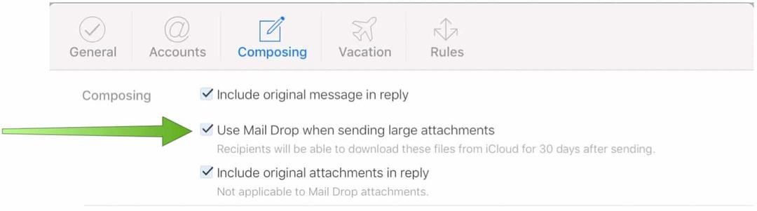 Aktifkan Mail Drop