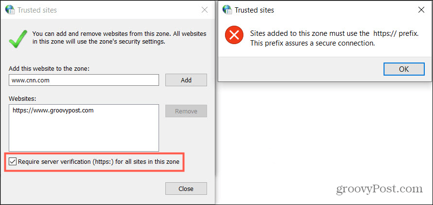 Tambahkan Situs Tepercaya di Panel Kontrol Windows