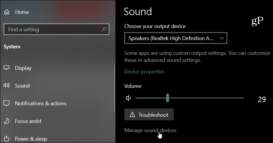 Perangkat Suara Windows 10