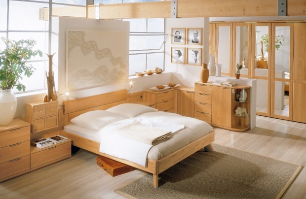 dekorasi tempat tidur kayu alami