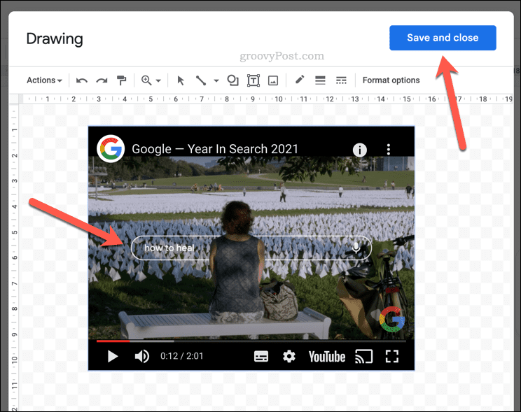 Memutar video YouTube di dalam gambar Google Dokumen