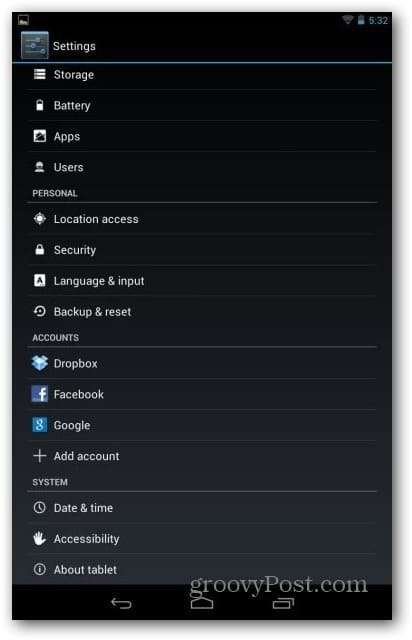 Akun pengguna Nexus 7 - mengatur pengguna