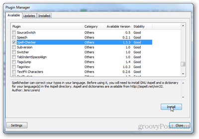 instal plugin periksa ejaan untuk notepad ++