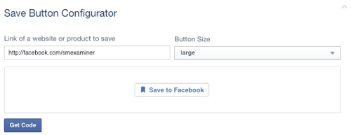 tombol simpan facebook diatur ke halaman