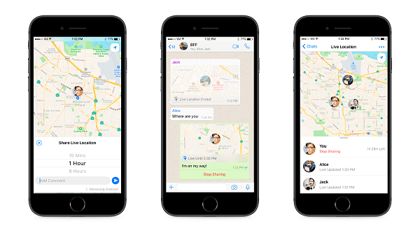 WhatsApp sekarang menampilkan berbagi lokasi langsung untuk keluarga dan teman. 