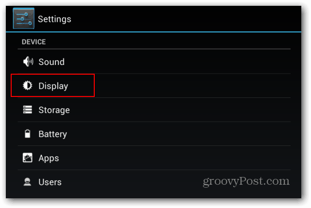 Layar pengaturan kunci Goggle Nexus 7 ditampilkan