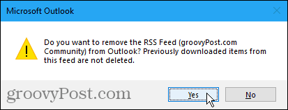 Hapus kotak dialog konfirmasi Umpan RSS