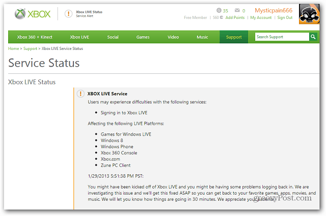 Status Layanan Xbox Live