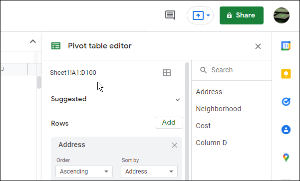 editor tabel pivot