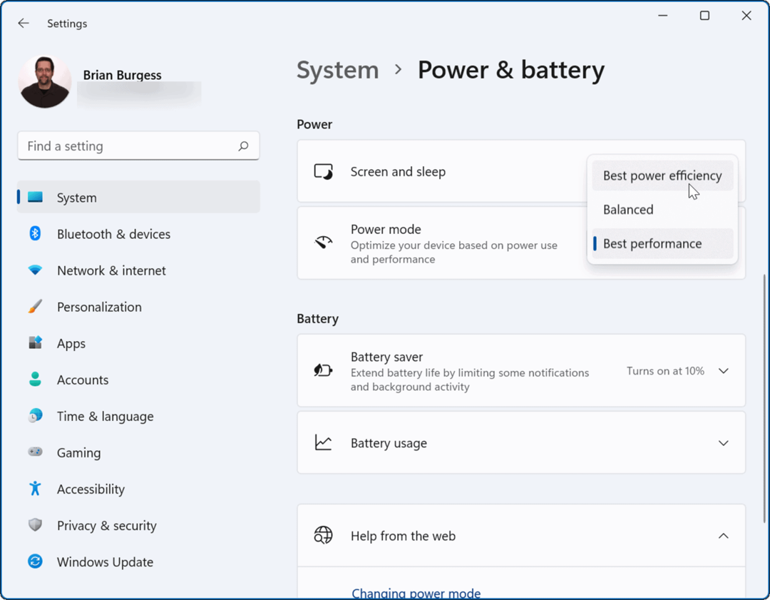 Mode daya Windows 11 meningkatkan masa pakai baterai pada Windows 11