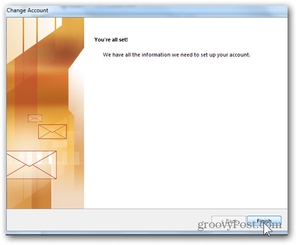 Tambahkan Kotak Surat Outlook 2013 - Klik Selesai