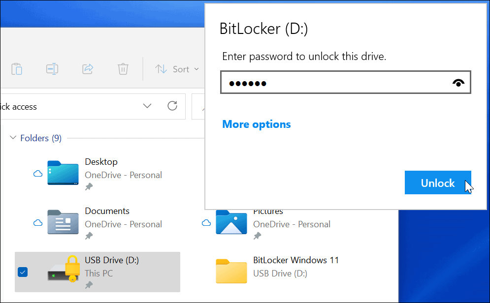 Masukkan drive terenkripsi Password BitLocker