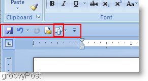 Bentuk Microsoft Word 2007 ditambahkan ke menu akses cepat dan pindah di bawah pita