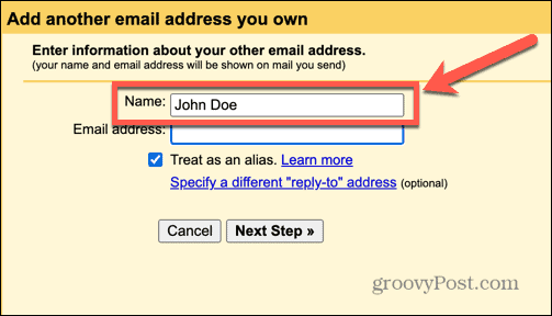 nama alias gmail