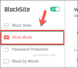 Tab Mode Kerja BlockSite