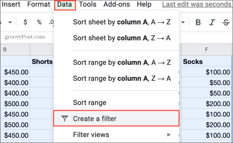 Buat Filter di Google Sheets