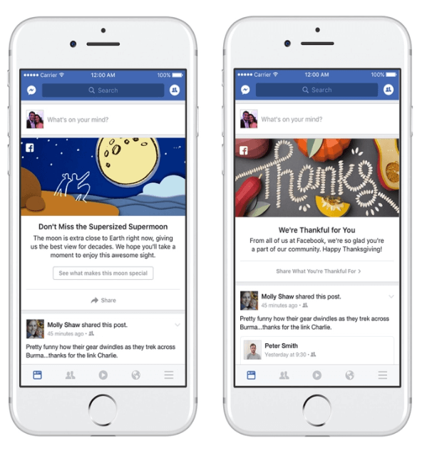 Facebook memperkenalkan program pemasaran baru untuk mengundang orang-orang berbagi dan berbicara tentang peristiwa dan momen yang terjadi di komunitas mereka dan di seluruh dunia.
