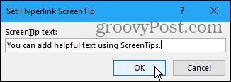 Tetapkan kotak dialog Hyperlink ScreenTip di Word