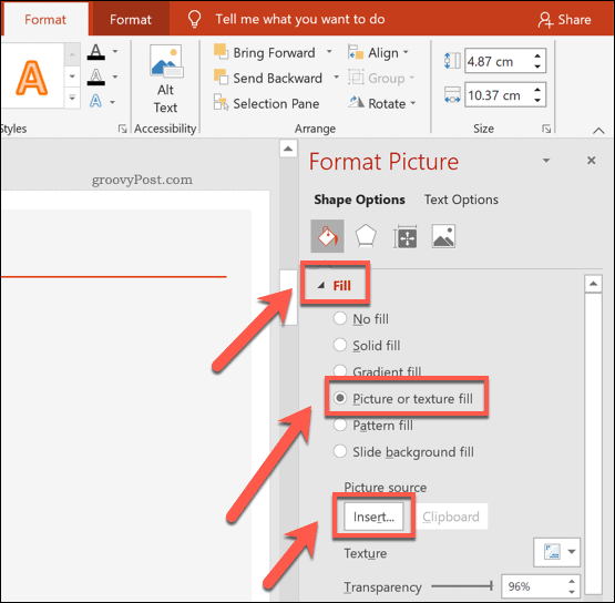 Memasukkan gambar ke dalam bentuk di PowerPoint