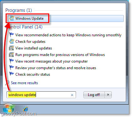 Luncurkan Windows 7 Pembaruan Windows: Screenshot