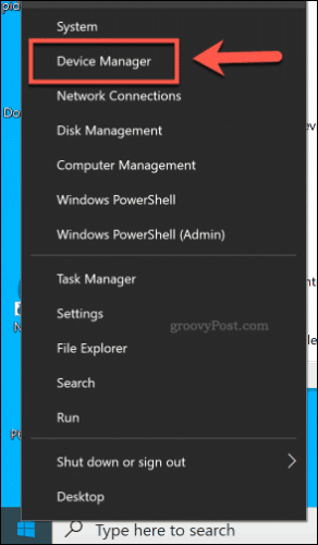 Mengakses Pengelola Perangkat dari menu Mulai pada Windows 10