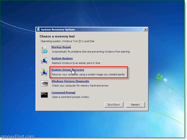Windows 7 memiliki 5 cara berbeda untuk memulihkan sistem Anda, pilih pemulihan gambar sistem