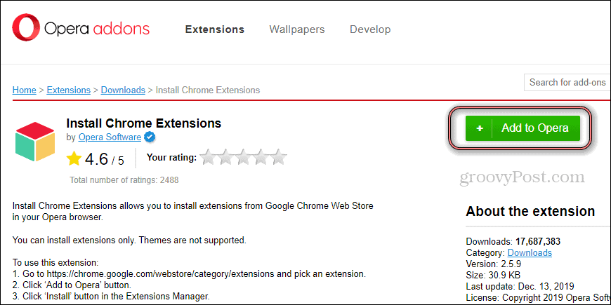 Instal Opera Instal Ekstensi Chrome