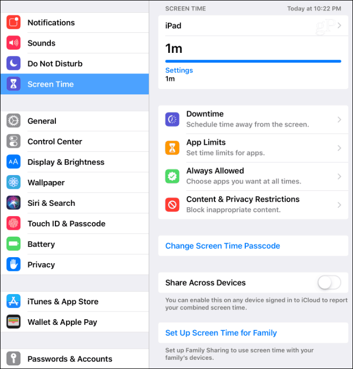 Pengaturan Waktu Layar iOS 12