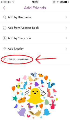 snapchat berbagi nama pengguna