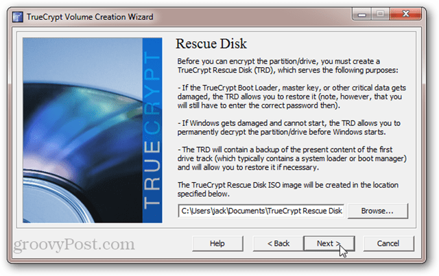 TrueCrypt Rescue Disk ISO: Disk Pemulihan atau Pemulihan USB