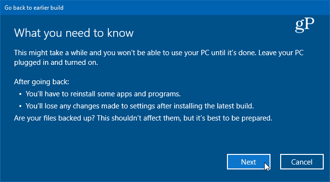 detail tentang kembalikan ke versi windows 10 sebelumnya